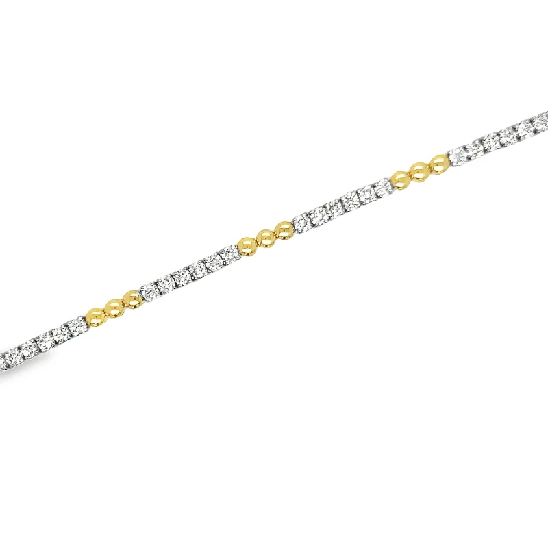 Wide gold bangles-14K White & Yellow Gold Diamond Fashion Bracelet - 2.33ctw