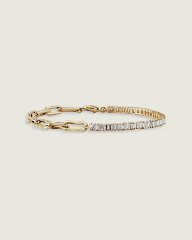 Bead row bangles-Serena Baguette Tennis Link Bracelet Diamond