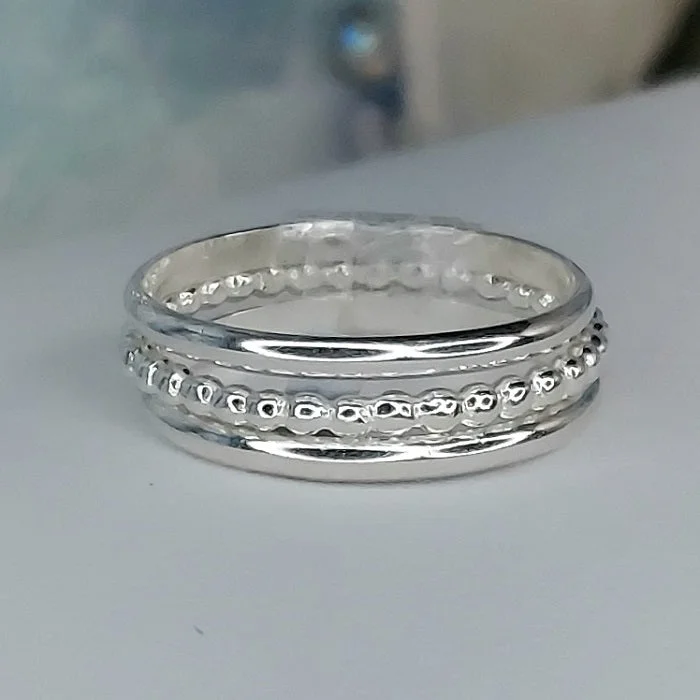 Deco design engagement rings-Beaded Berri & Classic Bands (sterling silver)