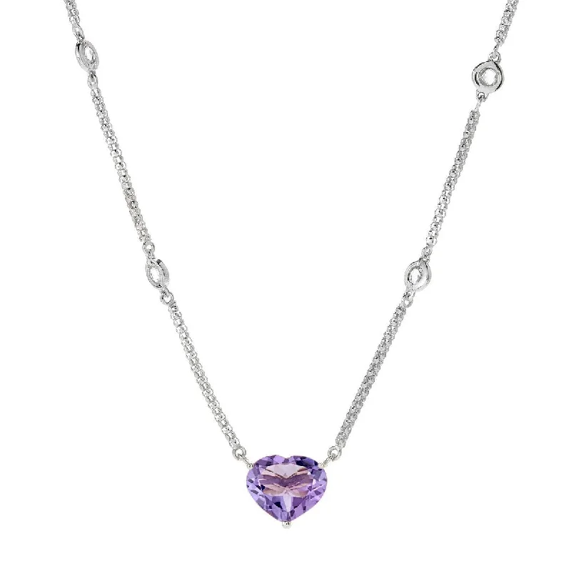 Onyx gem necklaces-925 Sterling Silver Pink Amethyst and White Topaz Necklace