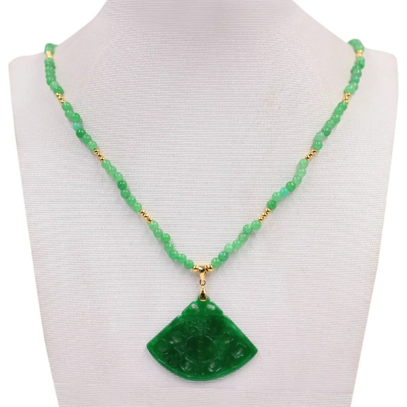 Topaz necklaces-925 Sterling Silver Dyed Green Jade Necklace