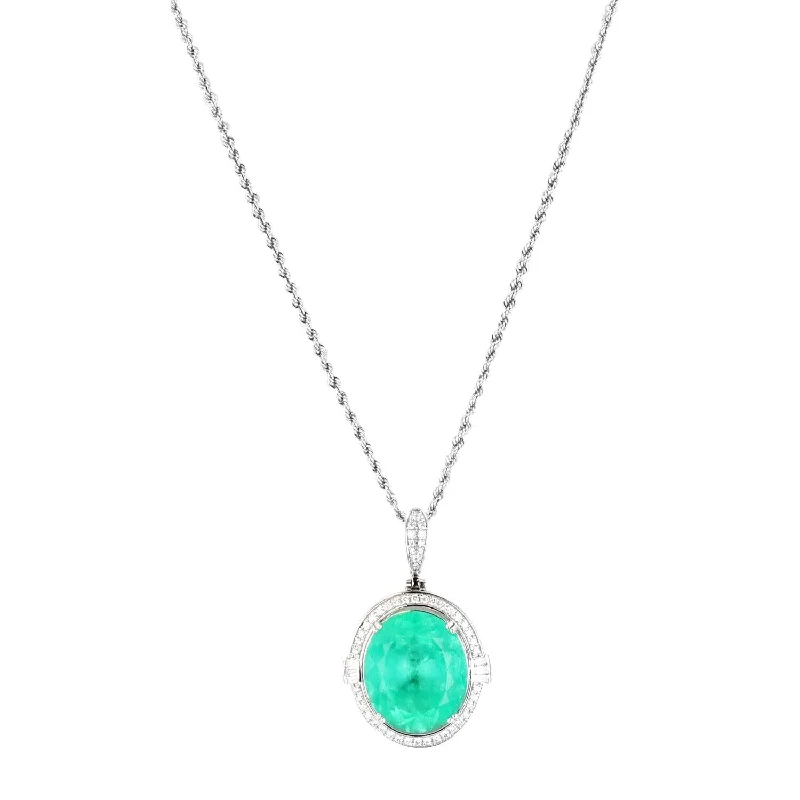 Leaf motif necklaces-Auriya Platinum 22 1/3ct Emerald and 3/4ct TDW Diamond Necklace