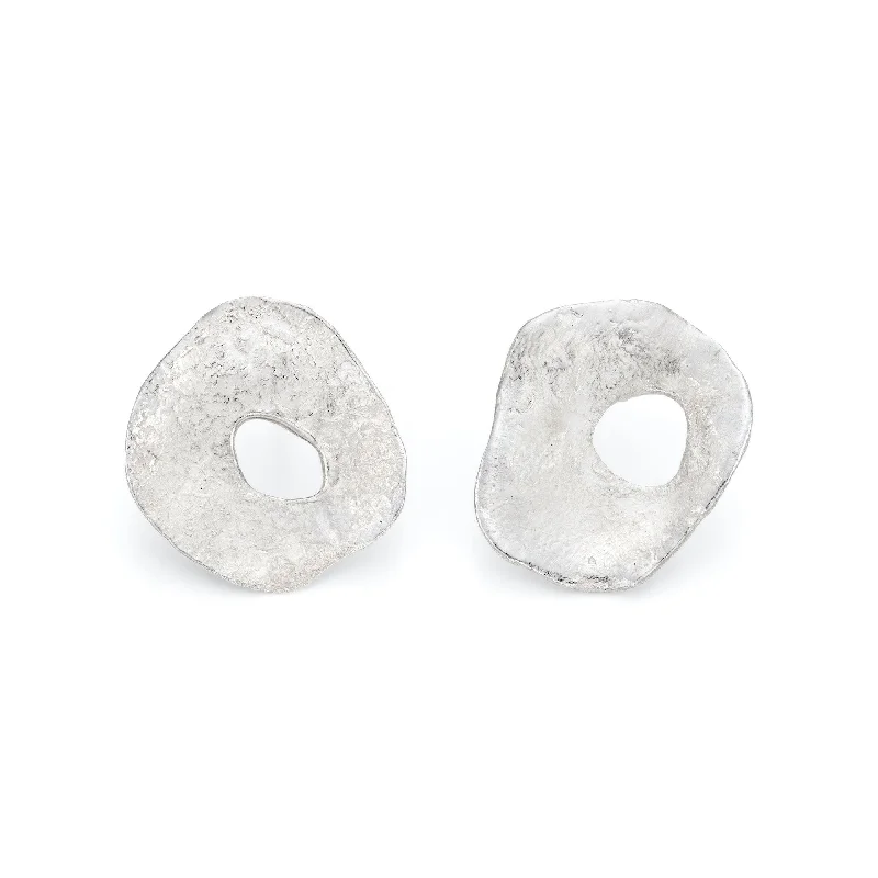 Wide statement earrings-Holed Hepworth Studs (small)