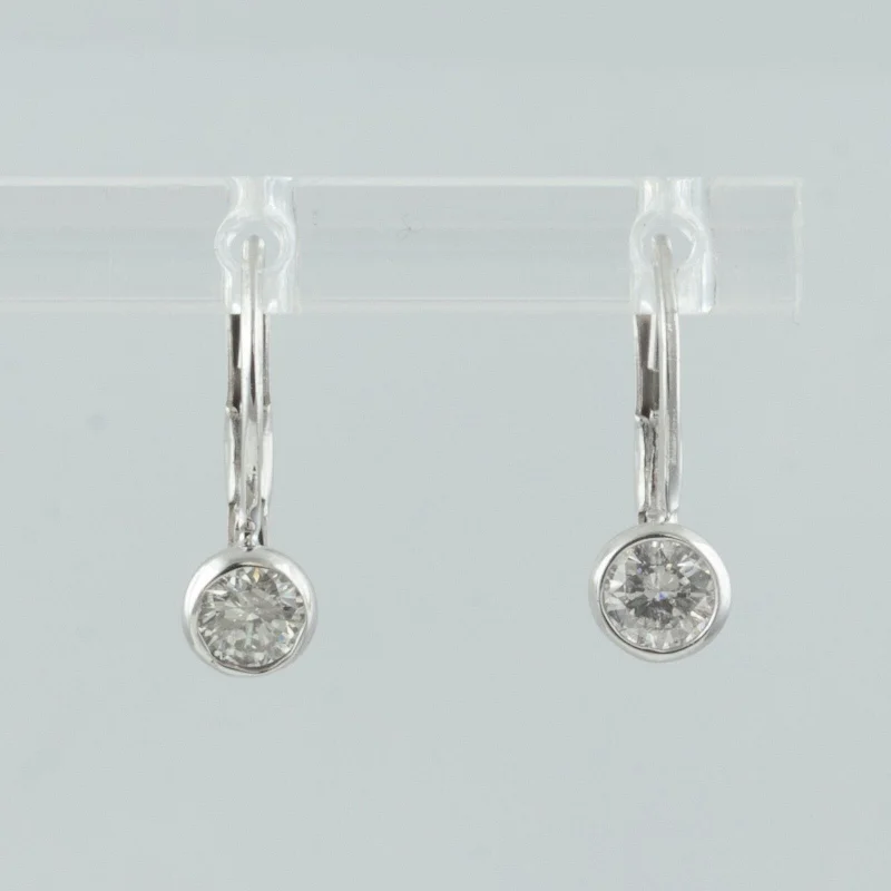 Bamboo style earrings-14k White Gold Diamond Dangle Drop Leverback Earrings 0.50ctw G-H SI1 1.5g