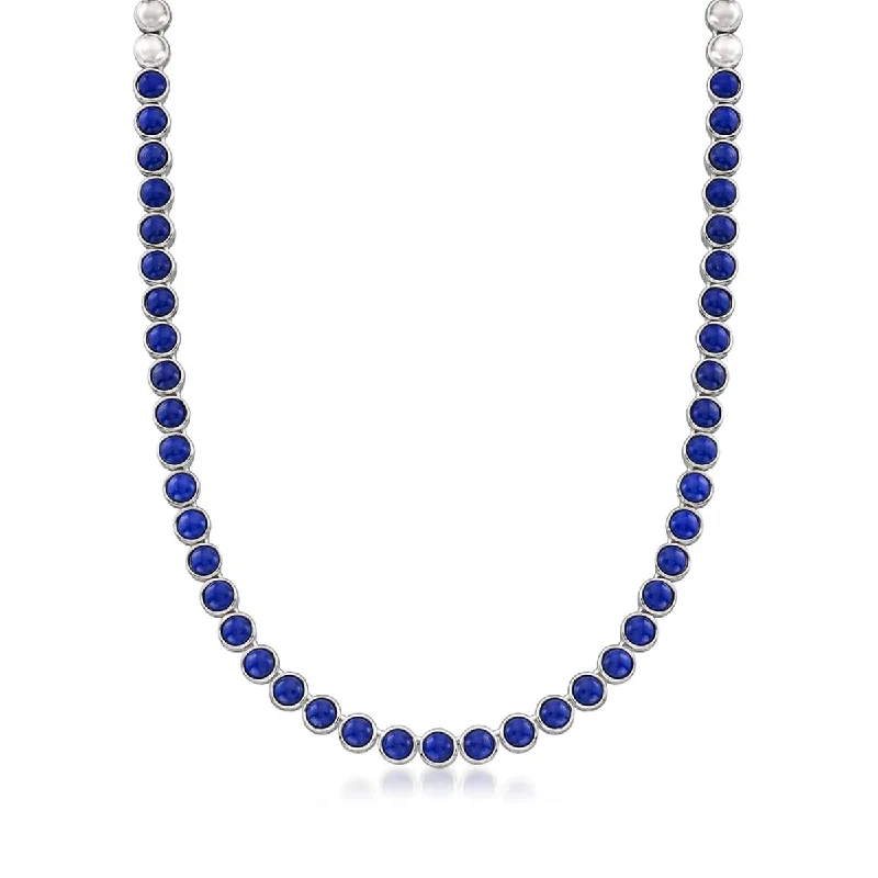 Linen cord necklaces-925 Sterling Silver Lapis Lazuli Necklace