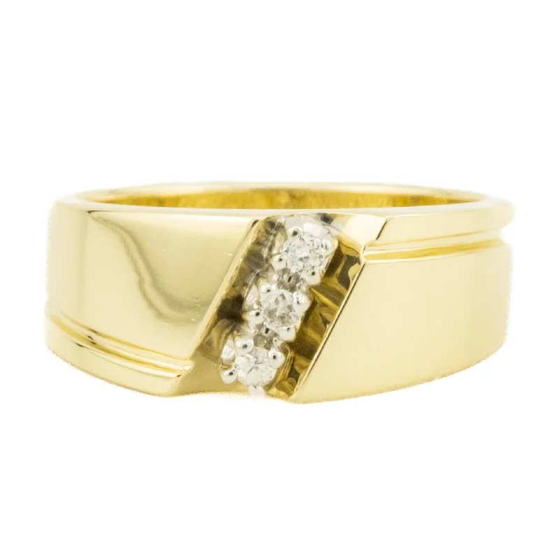 Woven cord engagement rings-Round Diamond Lady's Fashion Band Ring in 14K Yellow Gold - Size 5.5