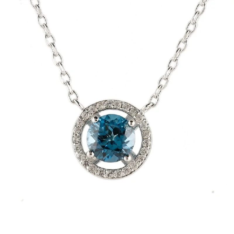 Bold cross necklaces-Ster Silver London Blue Topaz & Created White Sapphire Necklace 18"L