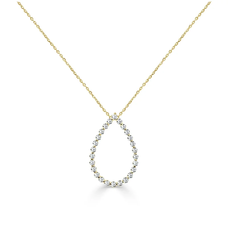 Nine-strand necklaces-Joelle Diamond pear shape Necklace 14K Gold 1 1/2ct TDW