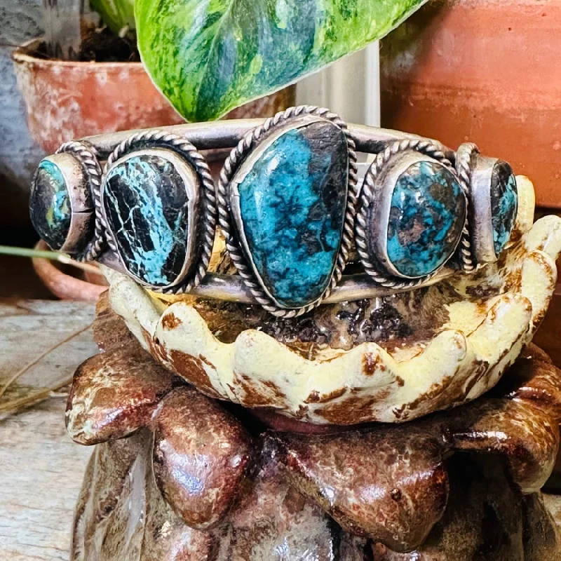 Light clay bangles-Stunning Navajo Row Bracelet Bisbee & Carlin Mine Turquoise Sterling