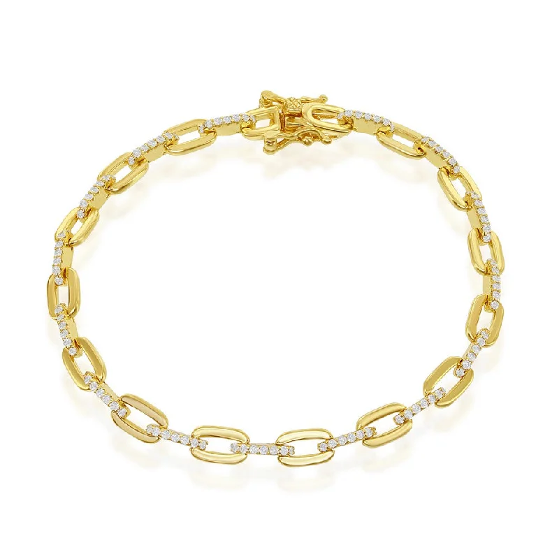 Topaz bangles-Yellow Overlay  CZ Paperclip Bracelet