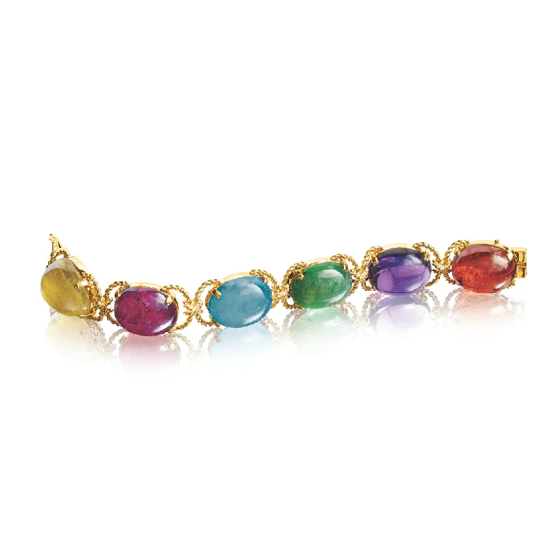 Pink gold bangles-Multi-Color Pebble Bracelet