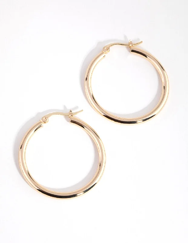 Surf theme earrings-Gold Plated Large Hoop Earrings