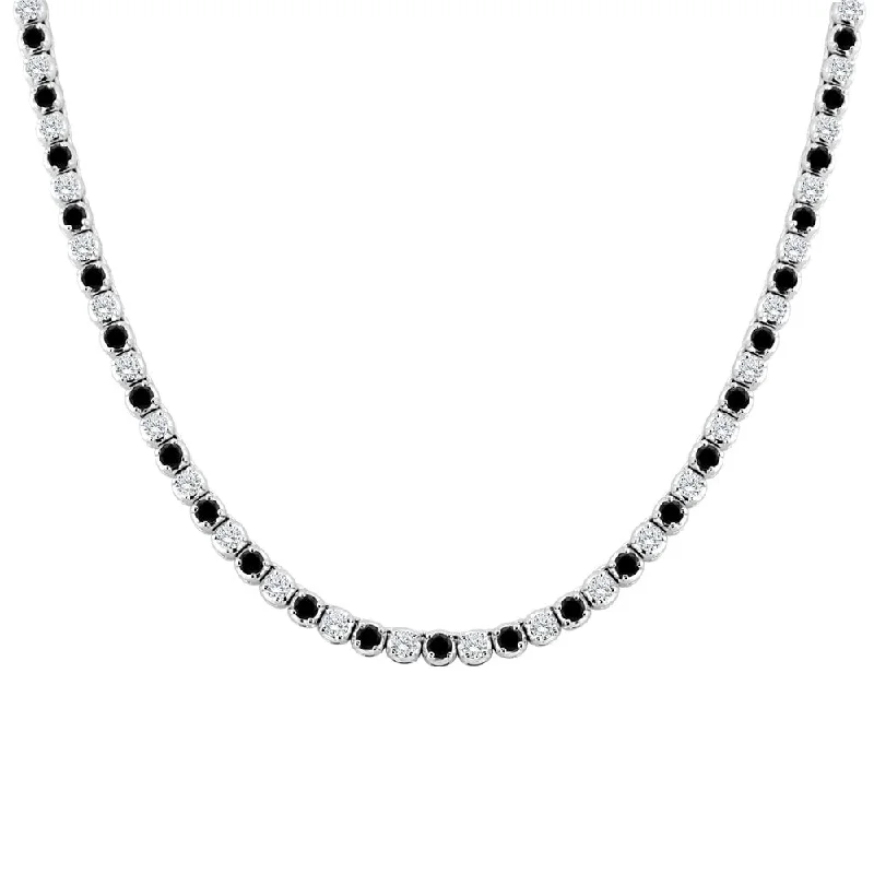 Sleek pendant necklaces-Auriya 9 carat TW Black and White Diamond Tennis Necklace 14k Gold - 16-inch (I1-I2)