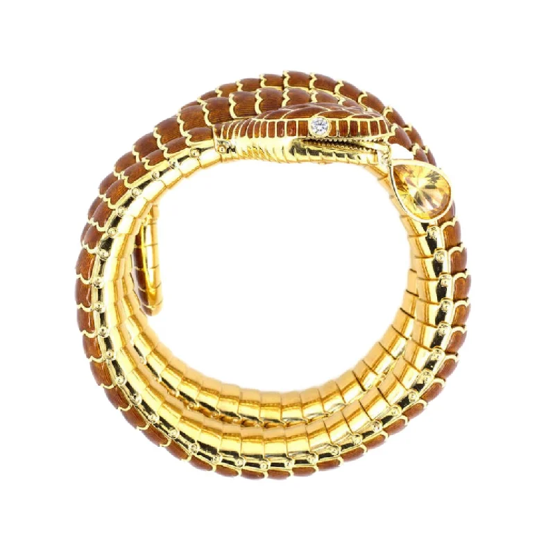 Fine bead bangles-Adria de Haume Wraparound Enamel Snake Bracelet