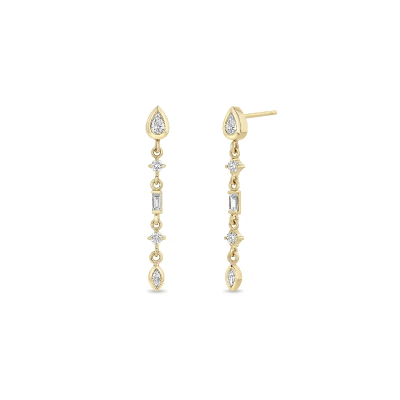 Thick hoop earrings-14k Linked Mixed Diamond Medium Drop Earrings