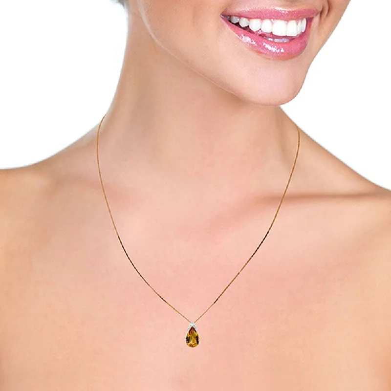 Elegant design necklaces-5 Carat 14K Solid Rose Gold Necklace Natural Citrine