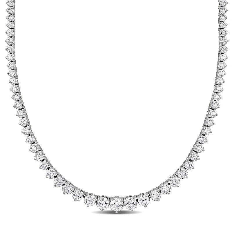 Fox charm necklaces-Created Forever 20 5/8ct TDW Diamond Tennis Necklace in 14k White Gold - 17 in