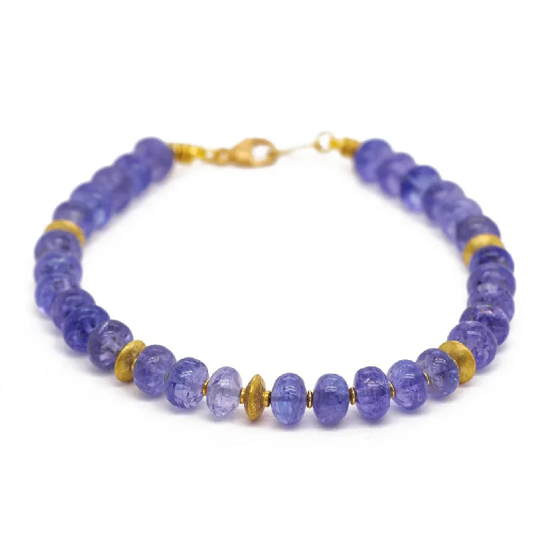 Pure crystal bangles-Smooth Tanzanite Rondel Bracelet