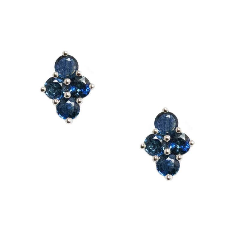 Two-tone earrings-Asher Studs Silver Sapphire