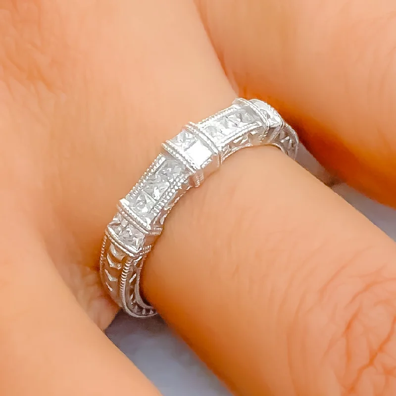 Fox motif engagement rings-White Gold Princess Cut Diamond + 18k Gold Ring