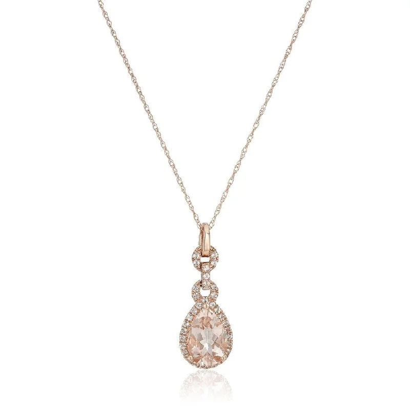 Mesh choker necklaces-10k Rose Gold Morganite Pear-shape Pendant Necklace, 18" - Pink