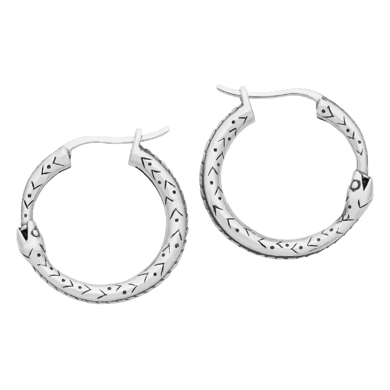 Thin hoop earrings-SERPENTINE - Sterling Silver Hoops