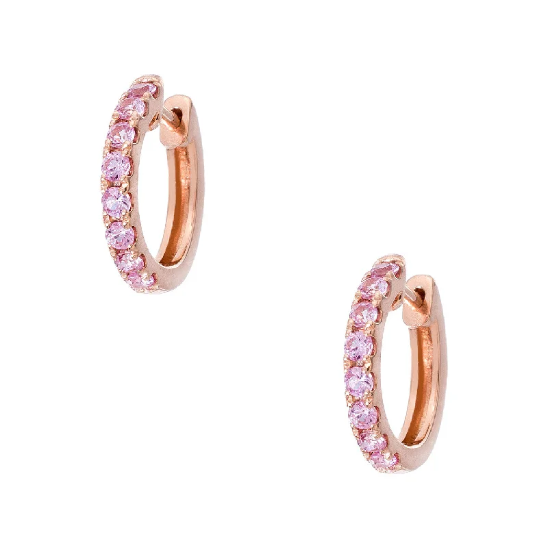 Fox wing earrings-Lillian Rose Gold Pink Sapphire 2mm