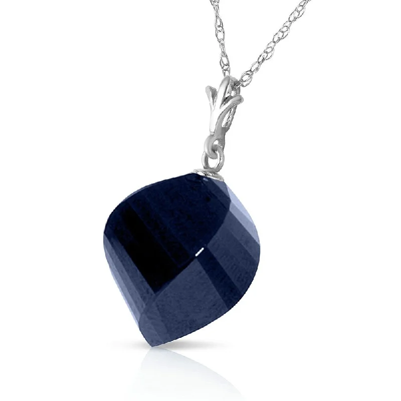 Tiny charm necklaces-15.25 CTW 14K Solid White Gold Necklace Twisted Briolette Sapphire