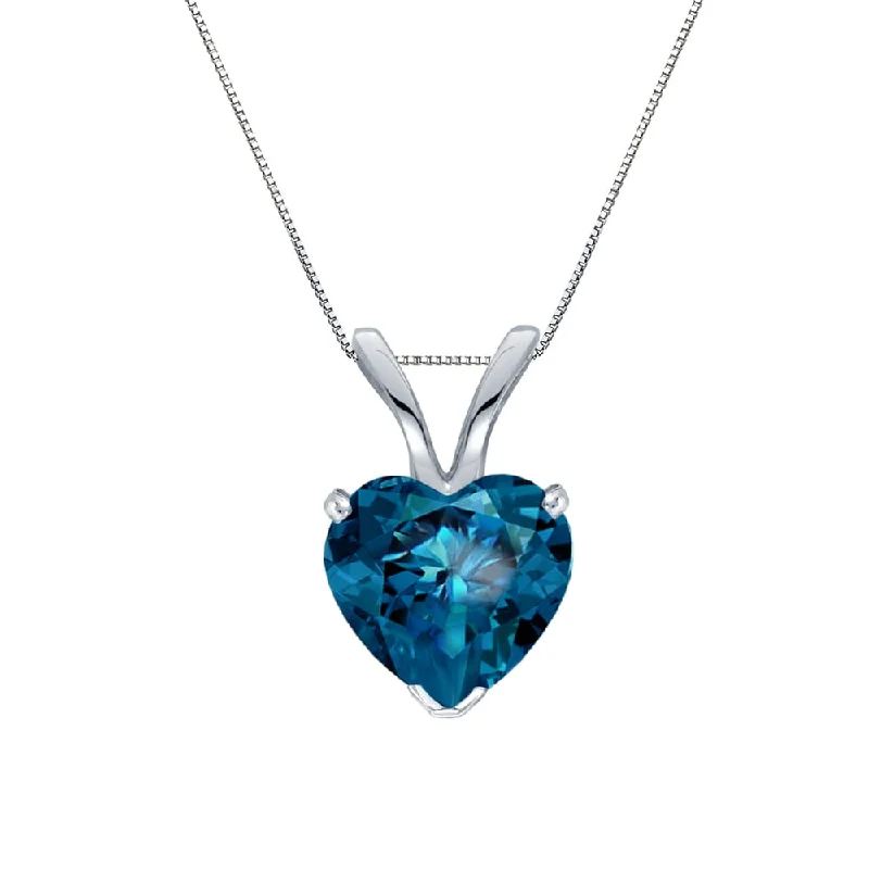 Bold cross necklaces-Auriya 1.05ctw Heart Shape Blue Diamond Solitaire Necklace 14k Gold (SI2-SI3)