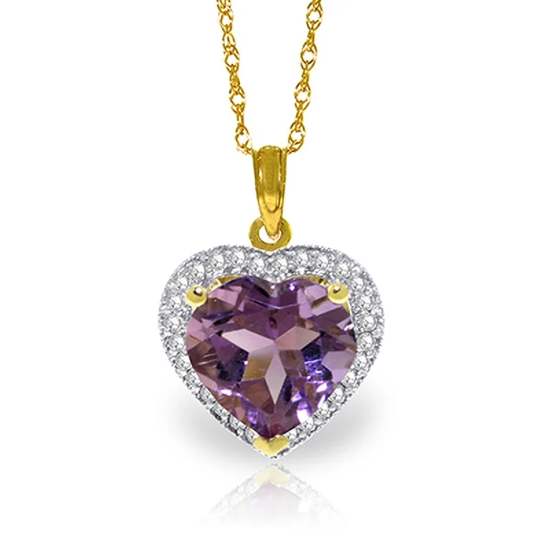 Spring clasp necklaces-3.24 Carat 14K Solid Gold Elizabeth Amethyst Diamond Gemstone Necklace