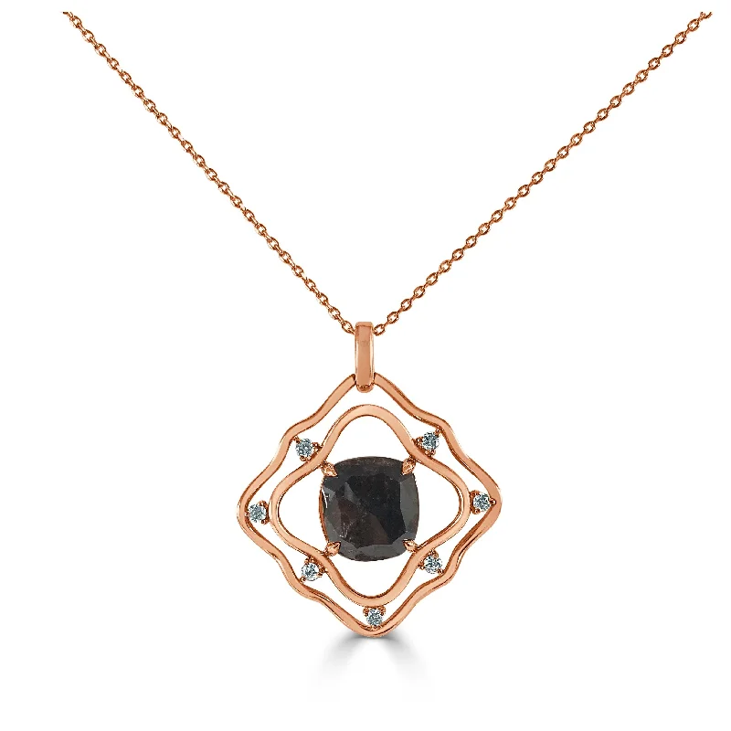 Raised bar necklaces-Joelle Rough Diamond & White Diamond Necklace 14K Rose Gold 4.44ctw on a 18-inch Chain