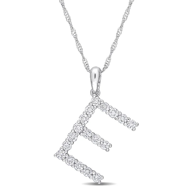 Half moon necklaces-Miadora 1ct TDW Diamond 'E' Initial Necklace in 10k White Gold