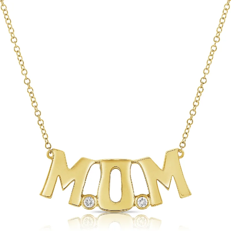 Linen cord necklaces-Joelle Diamond Mom Necklace 14K Yellow Gold 16-inch -18-inch