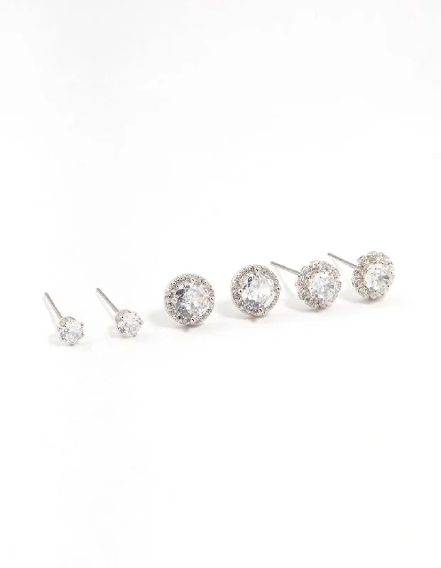 Light clay earrings-Multiple Cubic Zirconia Ant Stud Earrings Pack