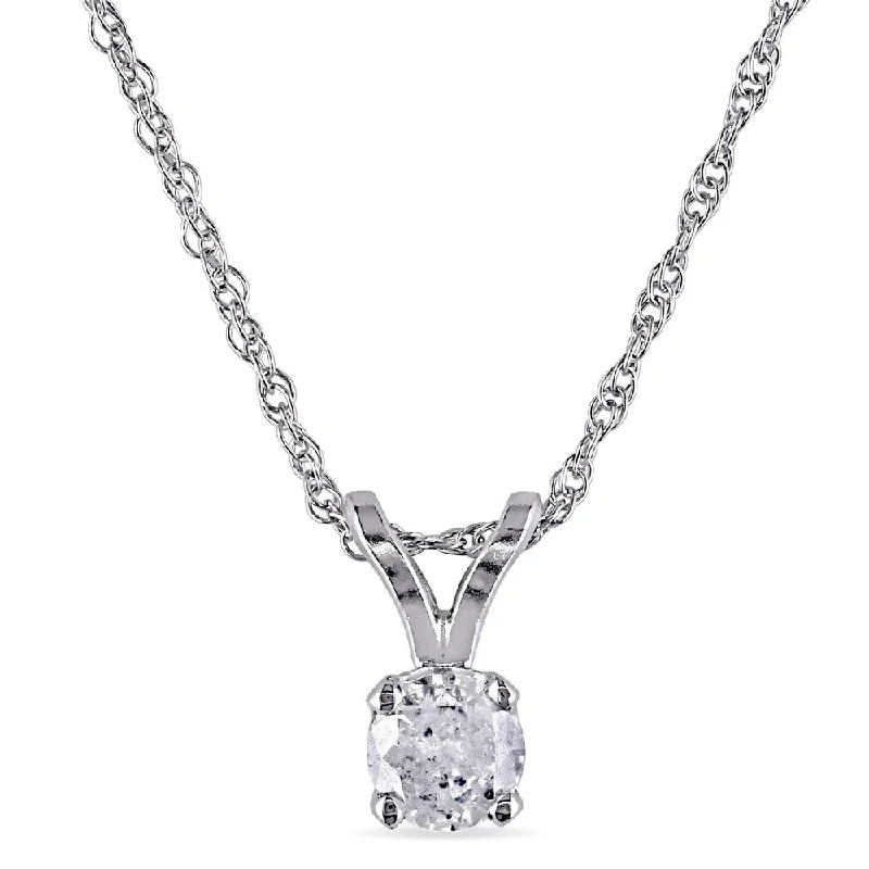 Bead braid necklaces-Miadora 10k White gold 1/6ct TDW Diamond Solitaire Necklace