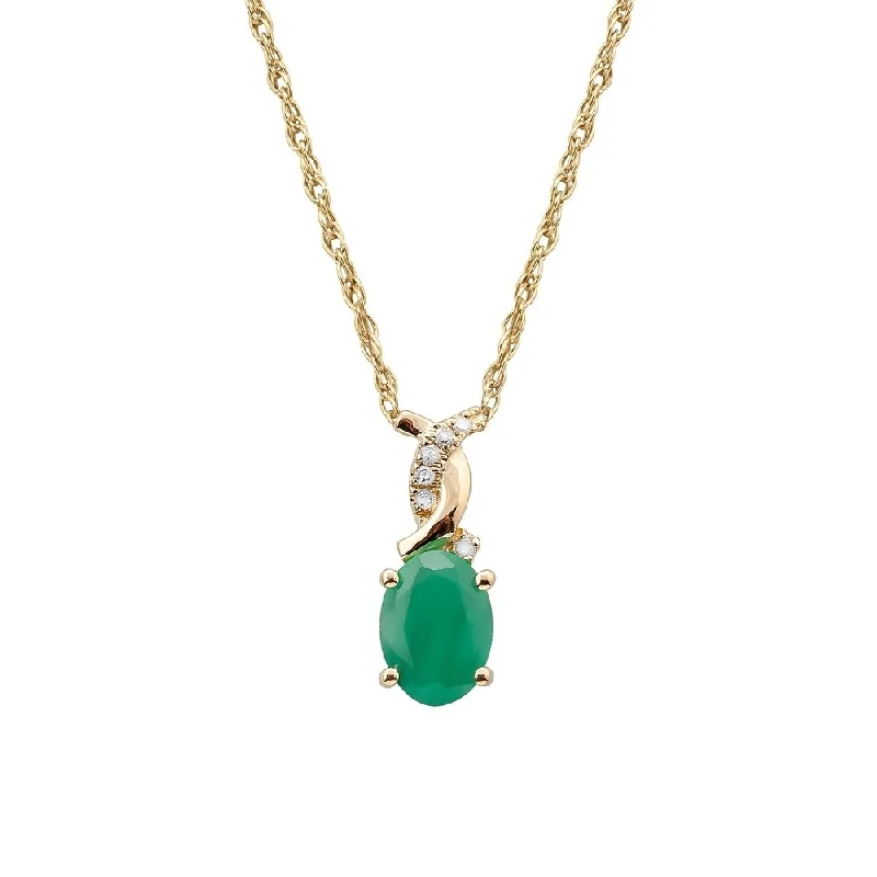 Luxe diamond necklaces-Viducci 10k Yellow Gold Oval Genuine Emerald and Diamond Twist Necklace