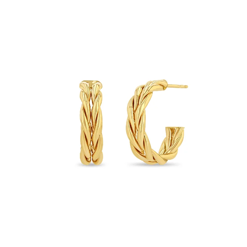 Playful pair earrings-14k Gold Medium Braided Hoops