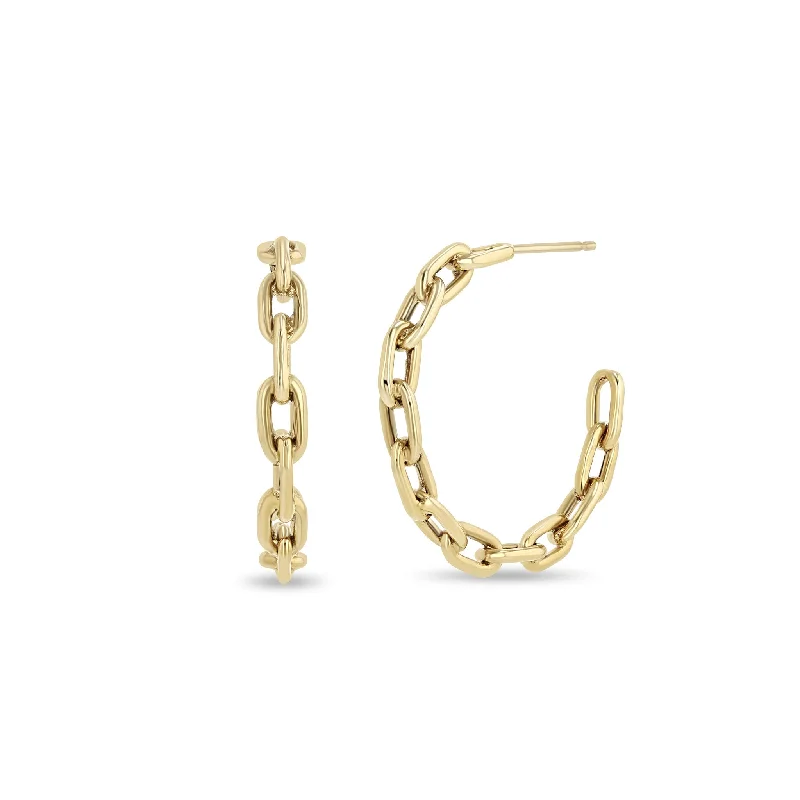 Wide bar earrings-14k Large Square Oval Link Hoops