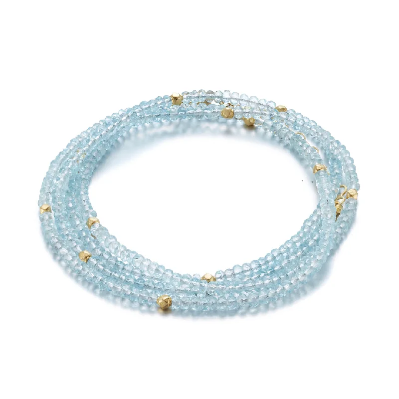 Topaz stone bangles-Aquamarine Wrap Bracelet