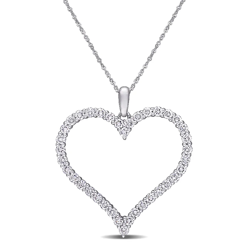 Polished name necklaces-Eternally Yours 1 1/4ct TW Lab Grown Diamond Open Heart Necklace in 14k White Gold