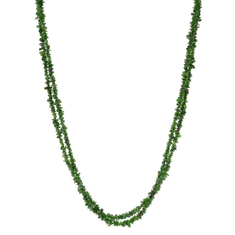 Raised bar necklaces-Sterling Silver 80" Chrome Diopside Endless Beaded Necklace