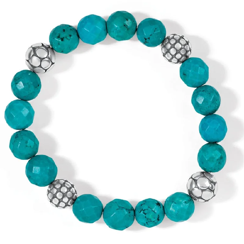 Hand-polished bangles-Pebble Turquoise Stretch Bracelet