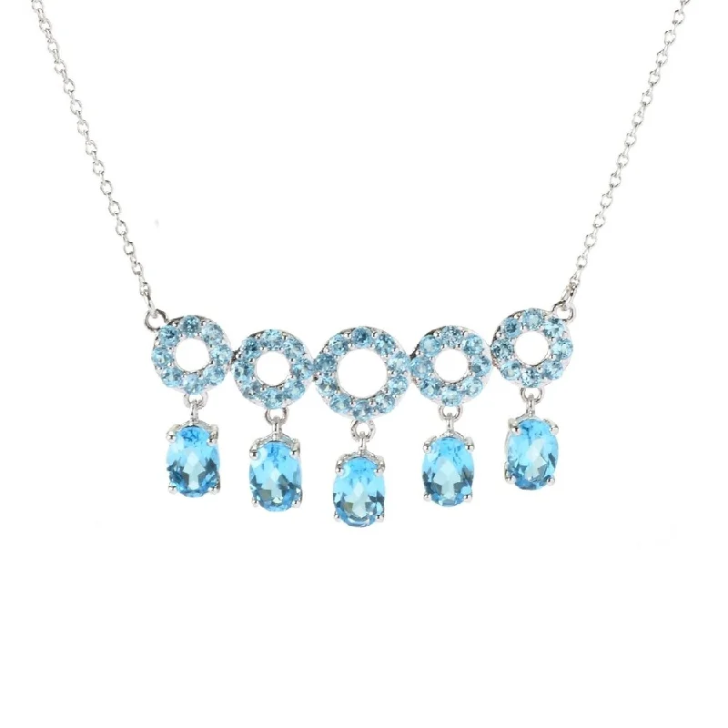 Cosmic charm necklaces-Sterling Silver Swiss Blue Topaz Circle Bar Necklace