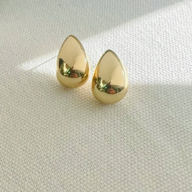 Light drop earrings-Dome Studs Earrings Gold Filled