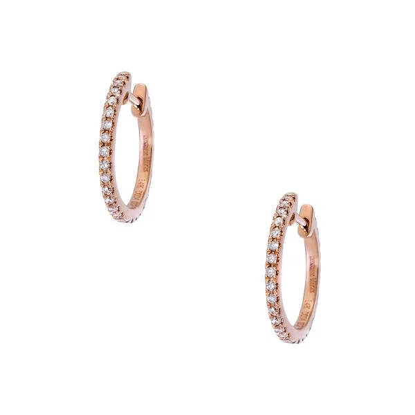 Thin hoop earrings-Lillian Rose Gold White Diamond 1mm