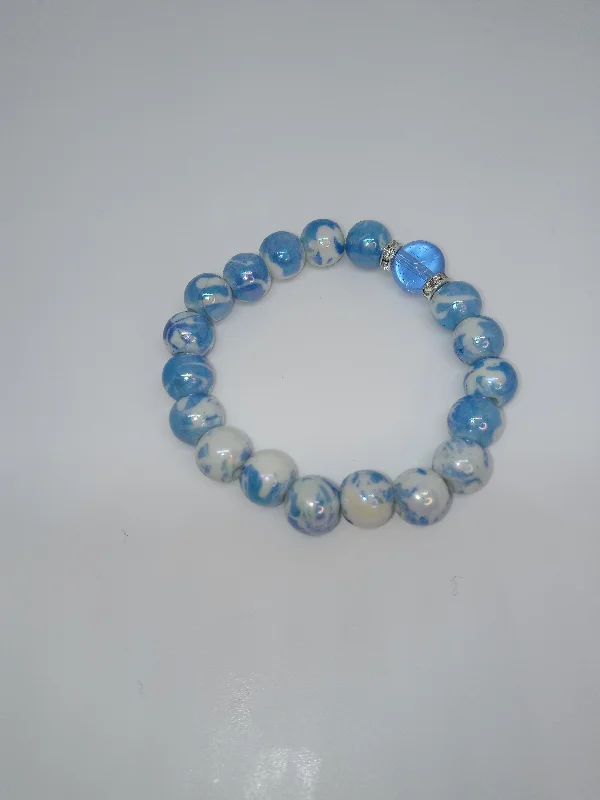 Topaz stone bangles-Blue ocean bracelet