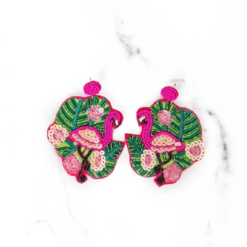 Pure gem earrings-Let's Flamingle Earrings