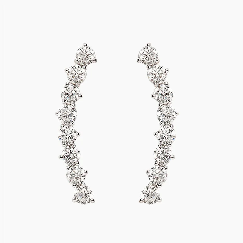 Trekker braid earrings-S925 CZ Climber Earrings For Women