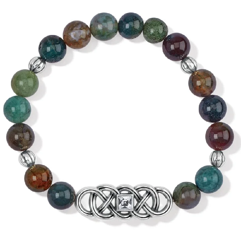 Wide cuff bangles-Interlok Lustre Jasper Stretch Bracelet