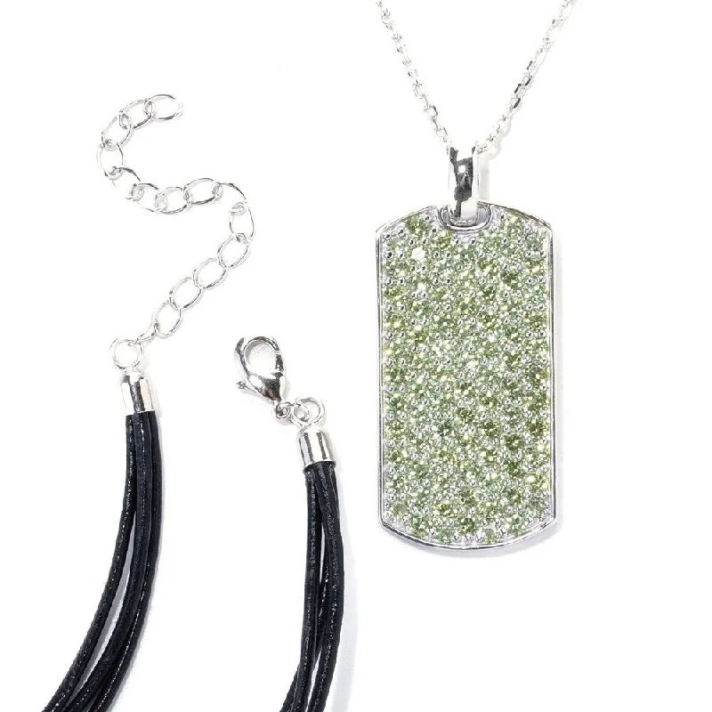 High gloss necklaces-Sterling Silver Pave Peridot Necklace with Chain and Cord